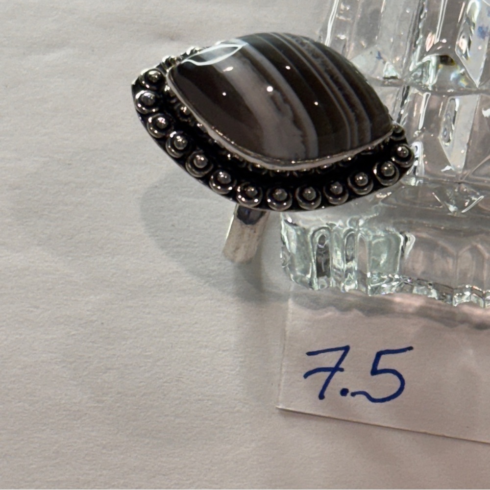 “Storm Whisper” Botswana Agate Statement Ring In … - image 7